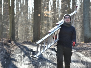 Czyszczenie budek lęgowych na terenie Parku Krajobrazowego Wzniesień Łódzkich, 